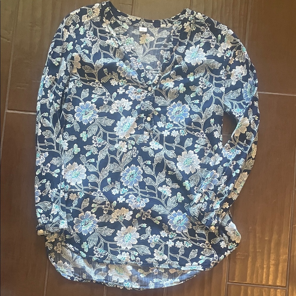 Old Navy Navy Blue Floral Blouse